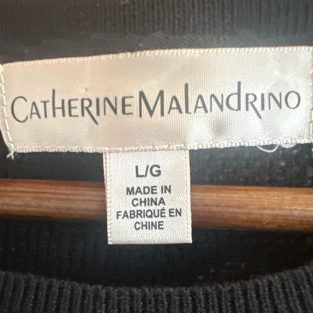 Catherine Malandrino Black Textured Knit Sweater Large Minimalist Quiet Luxury - Picture 5 of 8